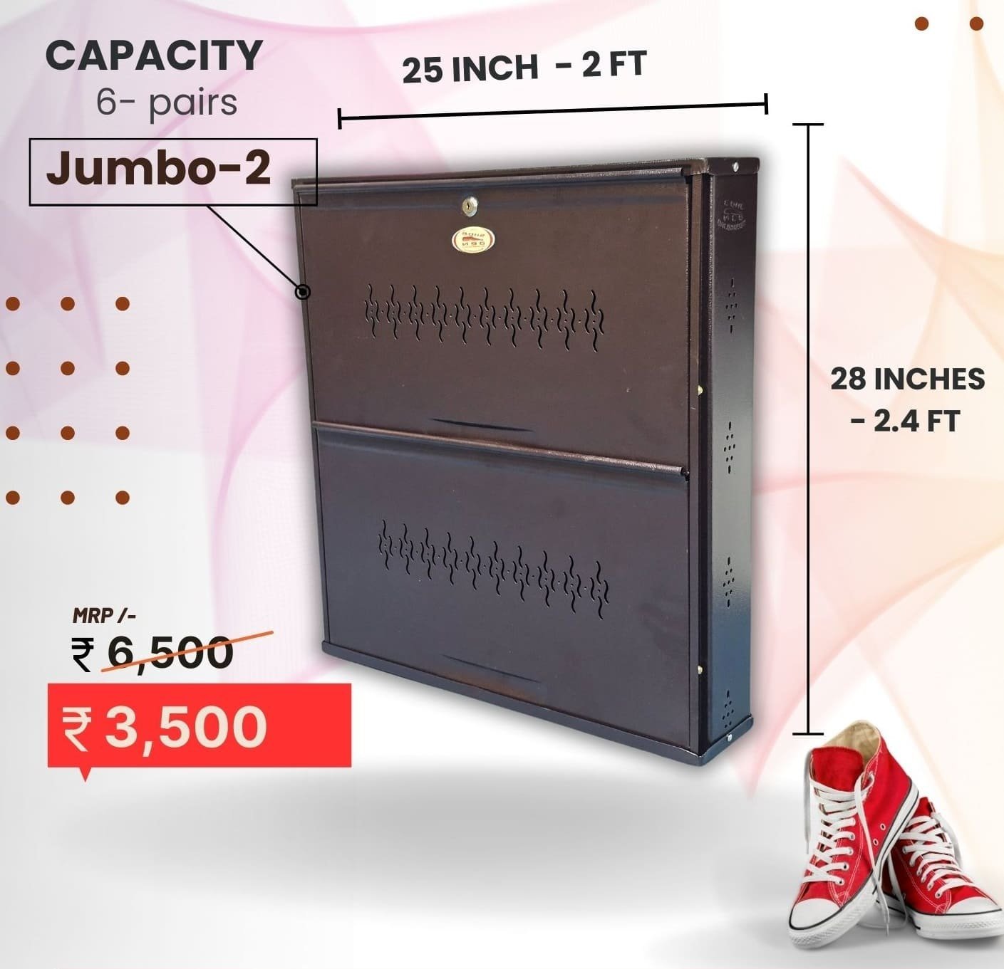Jumbo 2 Metal Shoe Rack (Wall Mounted) - Best Quality with FREE Installation