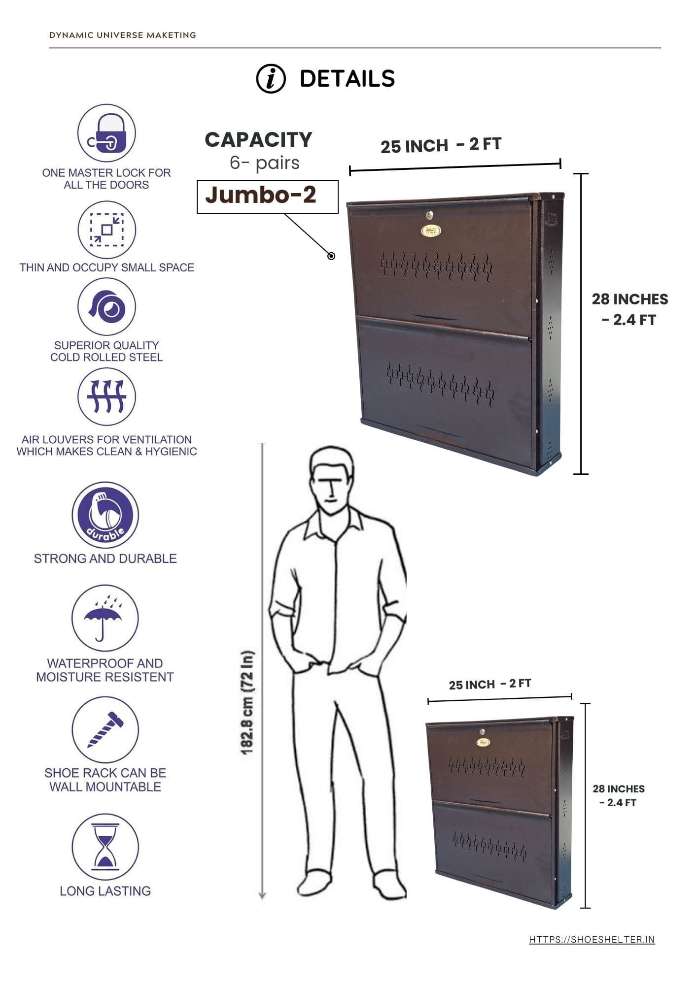 Jumbo 2 Metal Shoe Rack (Wall Mounted) - Best Quality with FREE Installation - Image 5