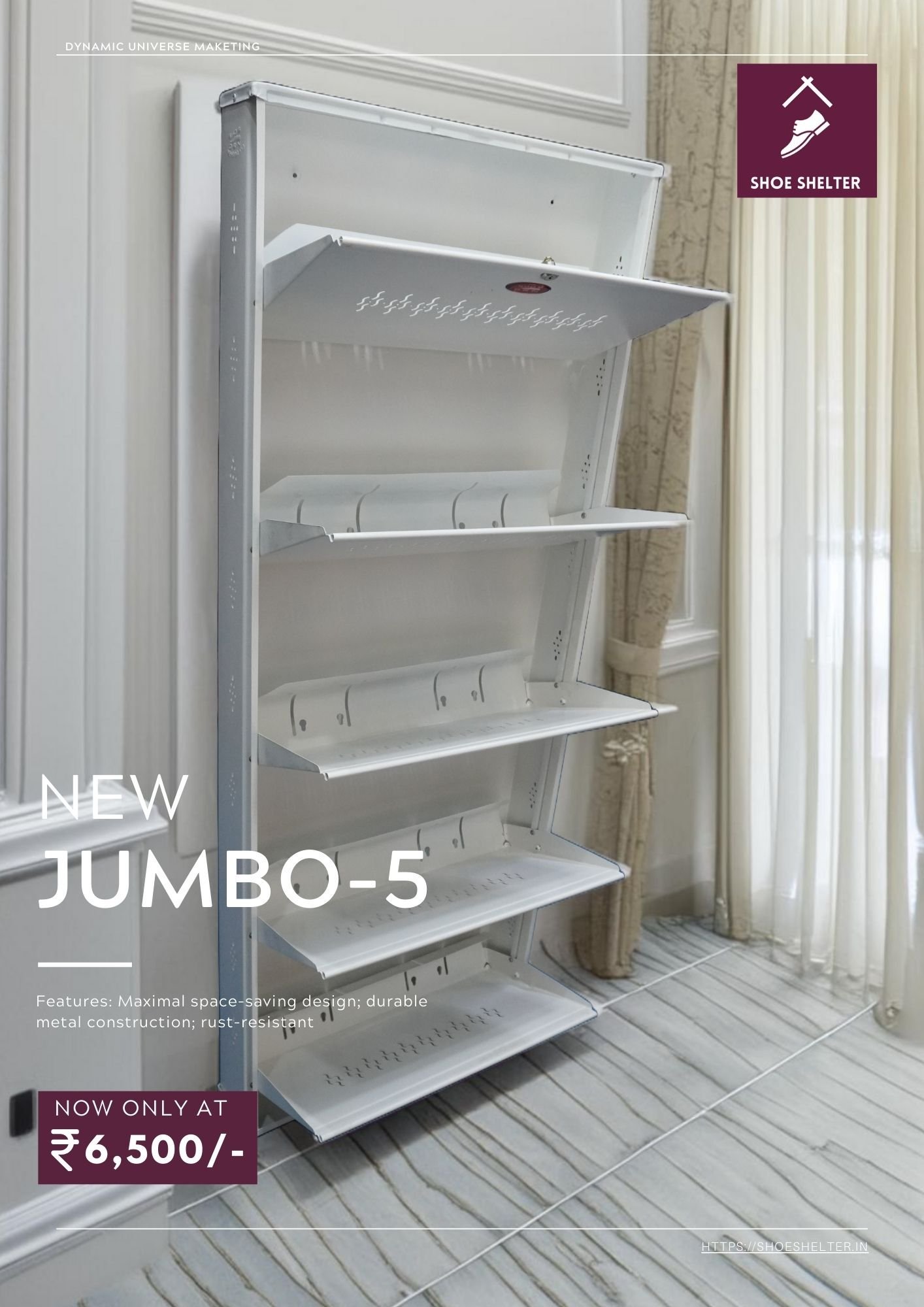 Jumbo 5 Metal Shoe Rack (Wall Mounted) - Best Quality with FREE Installation - Image 2