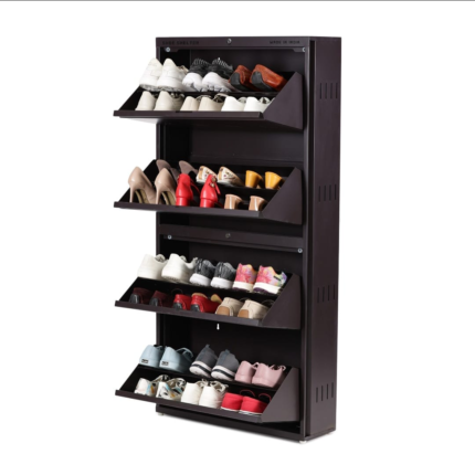 Double Decker 4 Door Metal Shoe Rack
