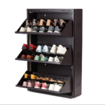 Double Decker 3 Door Metal Shoe Rack